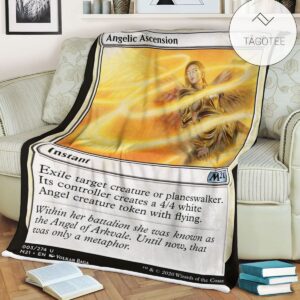 Game Mtg Magic The Gathering M21 3 Angelic Ascension Fleece Blanket Tagotee