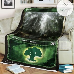 Game Mtg Magic The Gathering M21 313 Forest Fleece Blanket Tagotee