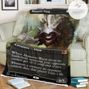 Game Mtg Magic The Gathering M21 316 Massacre Wurm Fleece Blanket Tagotee