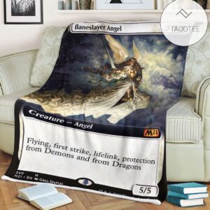 Game Mtg Magic The Gathering M21 340 Baneslayer Angel Fleece Blanket