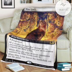 Game Mtg Magic The Gathering M21 344 Nine Lives Fleece Blanket