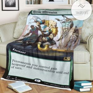 Game Mtg Magic The Gathering M21 375 Heroic Intervention Fleece Blanket Tagotee