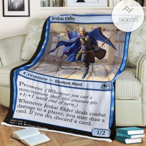Game Mtg Magic The Gathering M21 53 Jeskai Elder Fleece Blanket