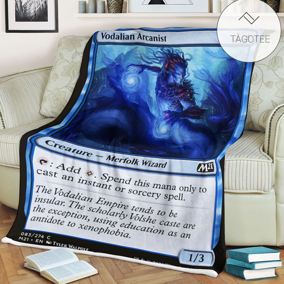 Game Mtg Magic The Gathering M21 83 Vodalian Arcanist Fleece Blanket Game Mtg Magic The Gathering M21 83 Vodalian Arcanist Fleece Blanket