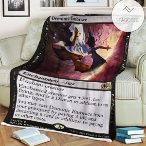 Game Mtg Magic The Gathering M21 95 Demonic Embrace Fleece Blanket