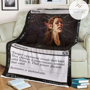 Game Mtg Magic The Gathering M21 96 Duress Fleece Blanket