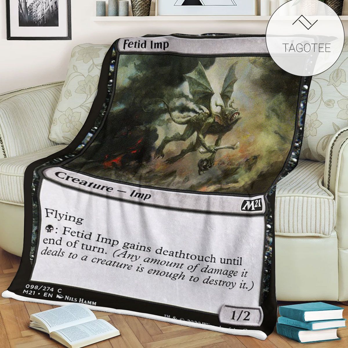 Game Mtg Magic The Gathering M21 98 Fetid Imp Fleece Blanket Game Mtg Magic The Gathering M21 98 Fetid Imp Fleece Blanket