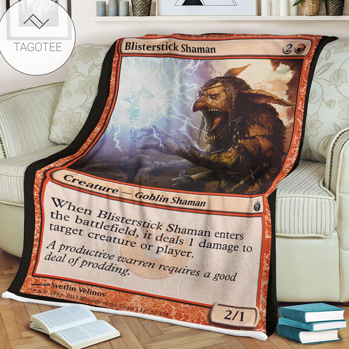 Game Mtg Magic The Gathering Mbs 58 Blisterstick Shaman Fleece Blanket Game Mtg Magic The Gathering Mbs 58 Blisterstick Shaman Fleece Blanket