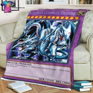 Game Yu Gi Oh Blue Eyes Ultimate White Dragon Card Full Print Soft Blanket