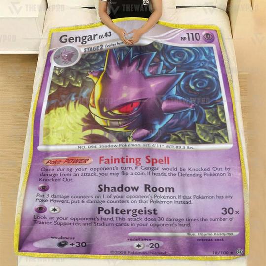 Gengar Stormfront Pokemon Fleece Blanket Gengar Stormfront Pokemon Fleece Blanket