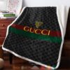 Gucci Red Green Line Hive Pattern Black Fleece Blanket