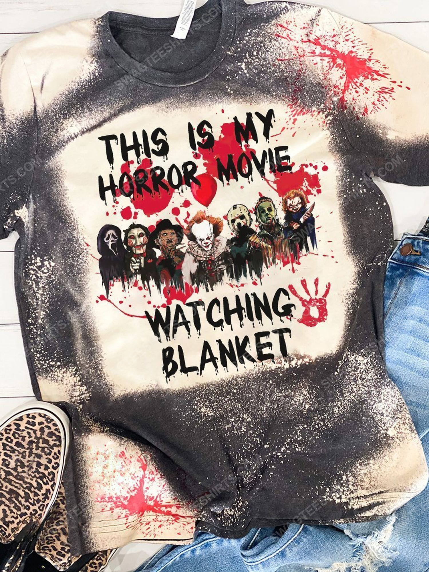 Halloween This Is My Horror Movie Watching Blanket Full Print Shirt Halloween This Is My Horror Movie Watching Blanket Full Print Shirt