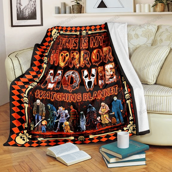 Horror Movie Watching Fleece Blanket 4 Horror Movie Watching Fleece Blanket 4