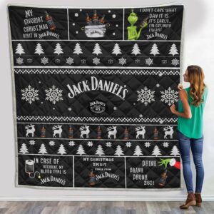 Jack Daniels Grinch Christmas Blanket Quilt