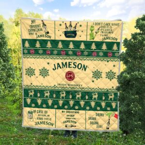 Jameson Irish Whiskey Grinch Christmas Blanket Quilt