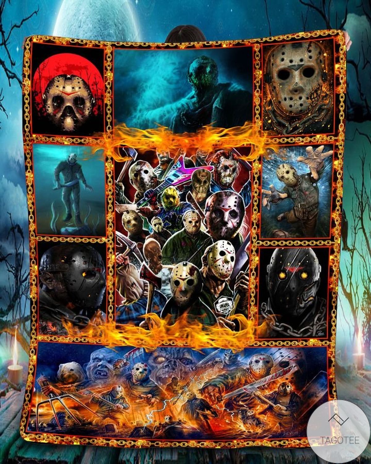 Jason Voorhees Flame Chain Blanket Jason Voorhees Flame Chain Blanket