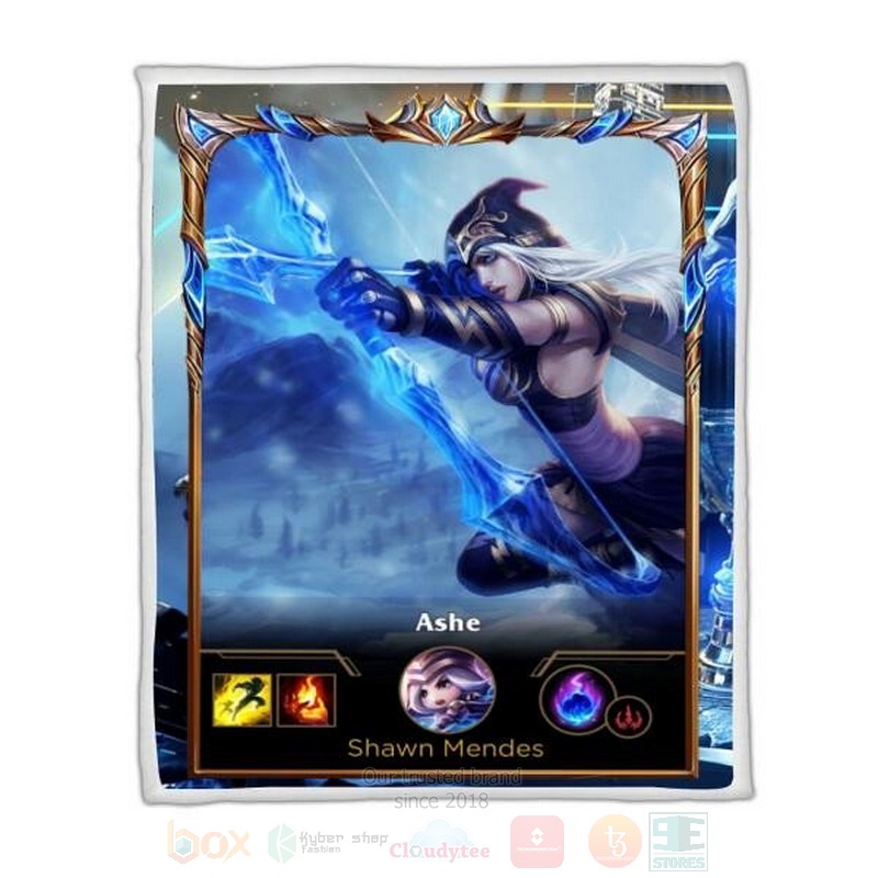 League Of Legends Ashe Custom Name Sherpa Blanket League Of Legends Ashe Custom Name Sherpa Blanket