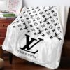 Louis Vuitton Black Logo White Fleece Blanket
