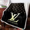 Louis Vuitton Gold Logo Black Fleece Blanket