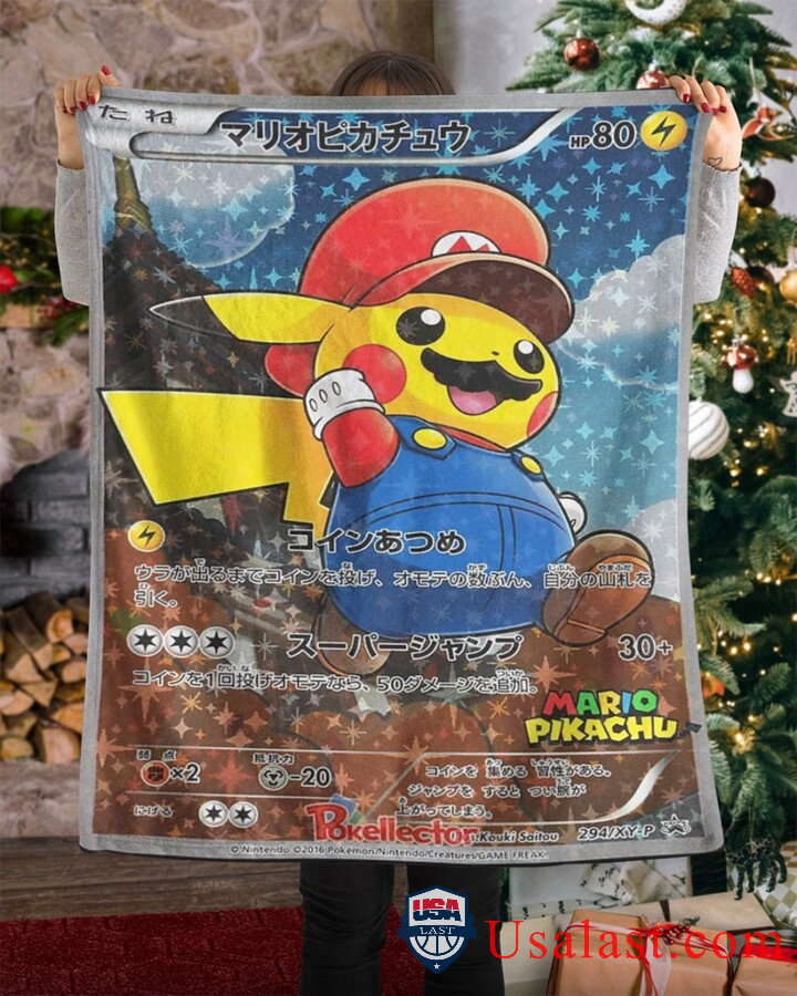 Mario Pikachu Pokemon Fleece Blanket Mario Pikachu Pokemon Fleece Blanket