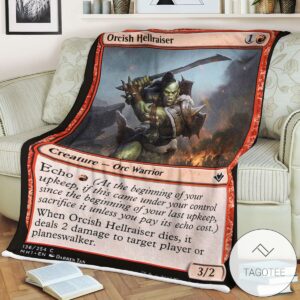 Mh1 136 Orcish Hellraiser Mtg Game Magic The Gathering Blanket