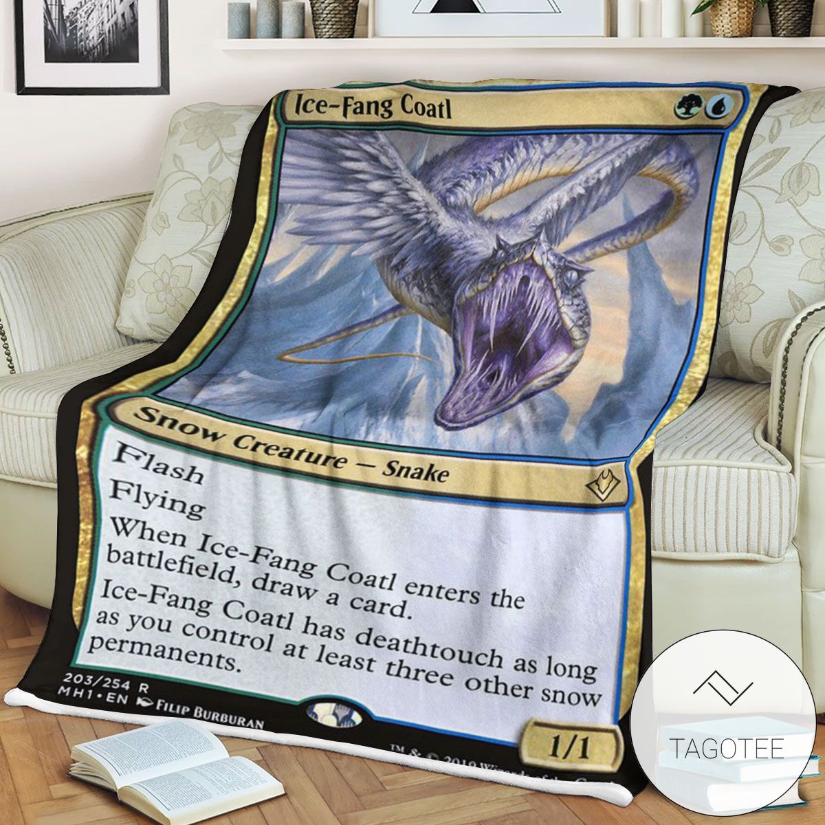 Mh1 203 Ice Fang Coatl Mtg Game Magic The Gathering Blanket Mh1 203 Ice Fang Coatl Mtg Game Magic The Gathering Blanket