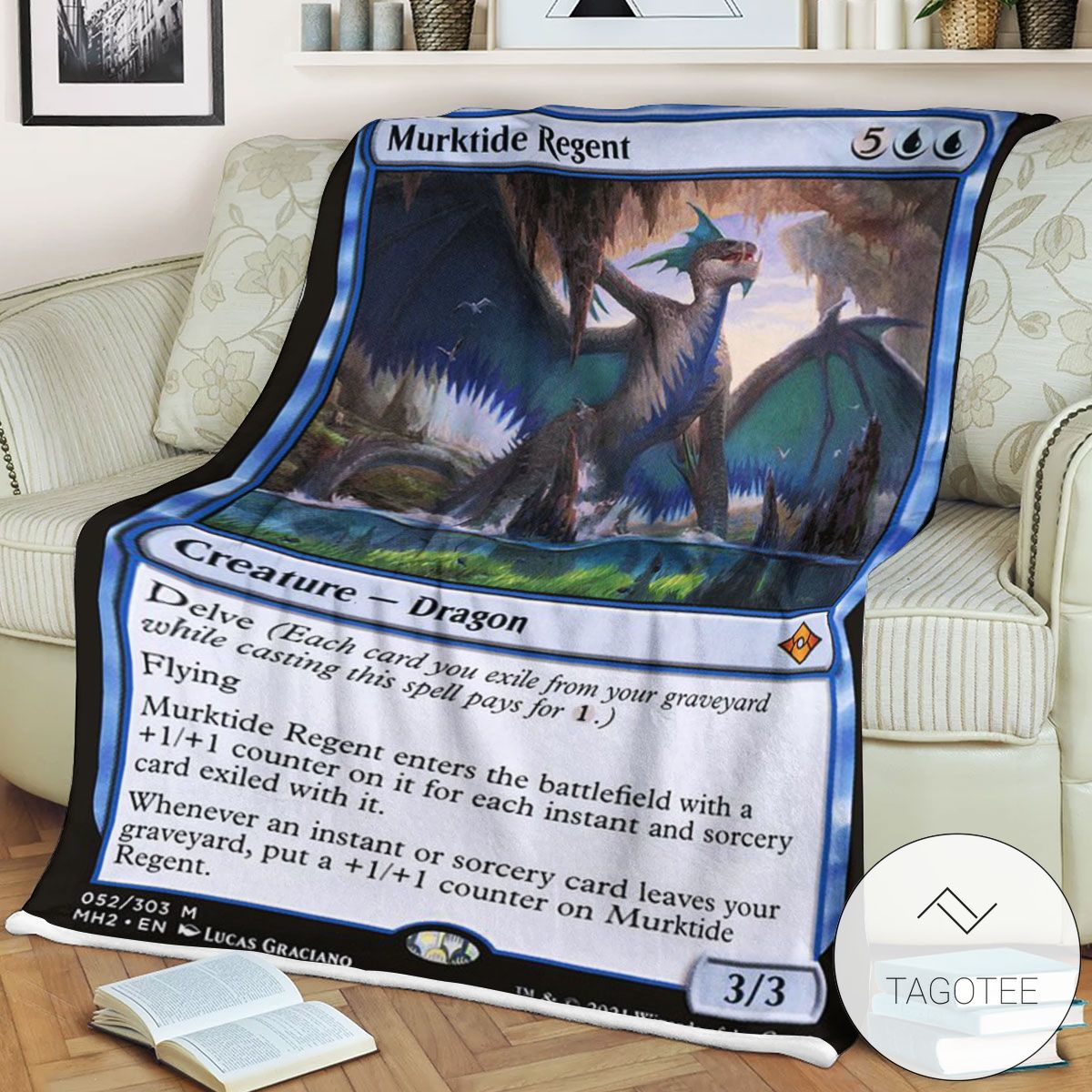 Mh2 52 Murktide Regent Mtg Game Magic The Gathering Blanket Mh2 52 Murktide Regent Mtg Game Magic The Gathering Blanket