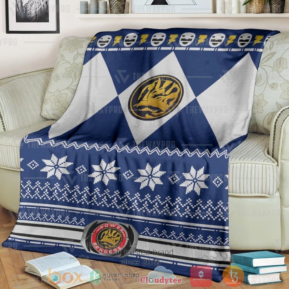 Mighty Morphin Blue Power Rangers Ugly Christmas Custom Soft Blanket Mighty Morphin Blue Power Rangers Ugly Christmas Custom Soft Blanket
