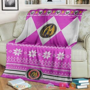Mighty Morphin Pink Power Rangers Ugly Christmas Custom Soft Blanket