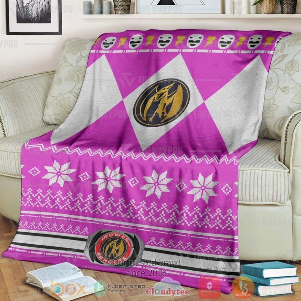 Mighty Morphin Pink Power Rangers Ugly Christmas Custom Soft Blanket Mighty Morphin Pink Power Rangers Ugly Christmas Custom Soft Blanket