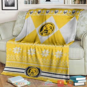Mighty Morphin Yellow Power Rangers Ugly Christmas Custom Soft Blanket