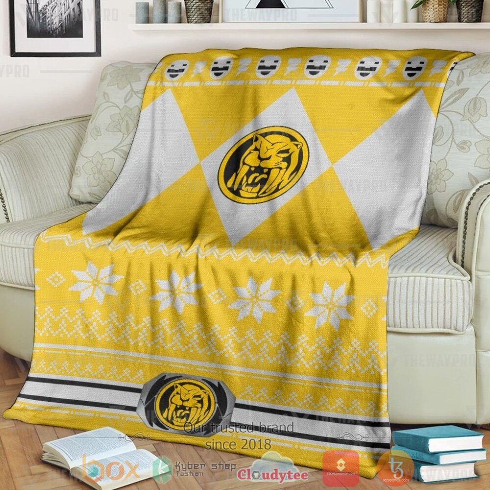 Mighty Morphin Yellow Power Rangers Ugly Christmas Custom Soft Blanket Mighty Morphin Yellow Power Rangers Ugly Christmas Custom Soft Blanket