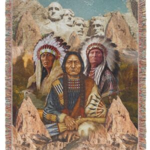 Mount Rushmore And Native American Pattern Blanket