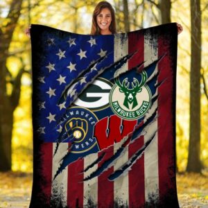 Nfl Green Bay Packers Wisconsin Badgers Milwaukee Brewers Milwaukee Bucks Blanket