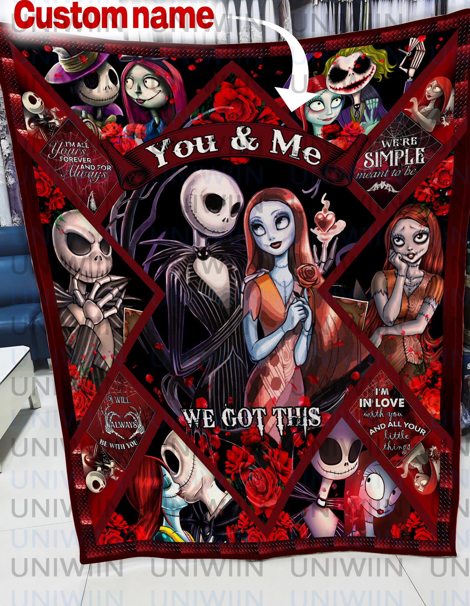 Nightmare Before Christmas Skellington And Sally Personalized Blanket Nightmare Before Christmas Skellington And Sally Personalized Blanket