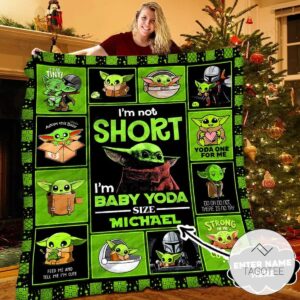 Personalized Im Not Short Im Baby Yoda Size Michael Quilt Blanket