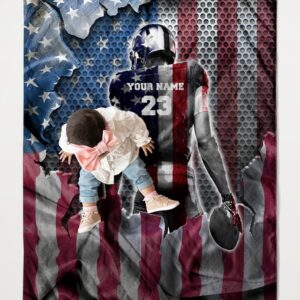 Personalized Love Rugby American Flag Blanket