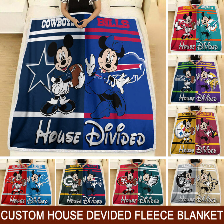 Personalized Mickey Mouse Minnie Mouse House Divided Custom Blanket Personalized Mickey Mouse Minnie Mouse House Divided Custom Blanket