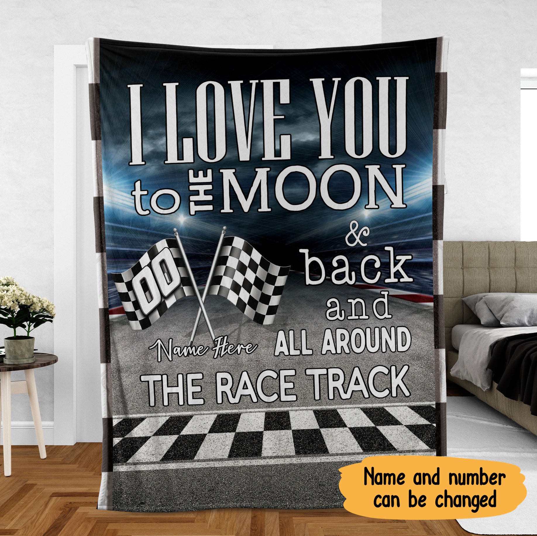 Personalized The Race Track I Love You To The Moon And Back Custom Name And Number Fleece Blanket Personalized The Race Track I Love You To The Moon And Back Custom Name And Number Fleece Blanket