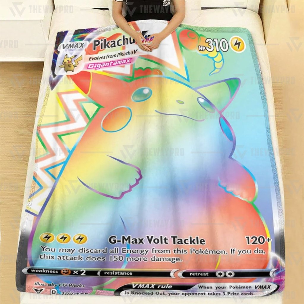 Pikachu Vmax Rainbow Pokemon Blanket Pikachu Vmax Rainbow Pokemon Blanket