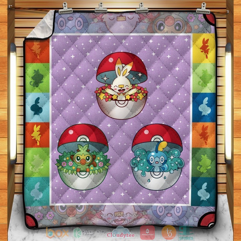 Poke Sword Shield Quilt Blanket Poke Sword Shield Quilt Blanket