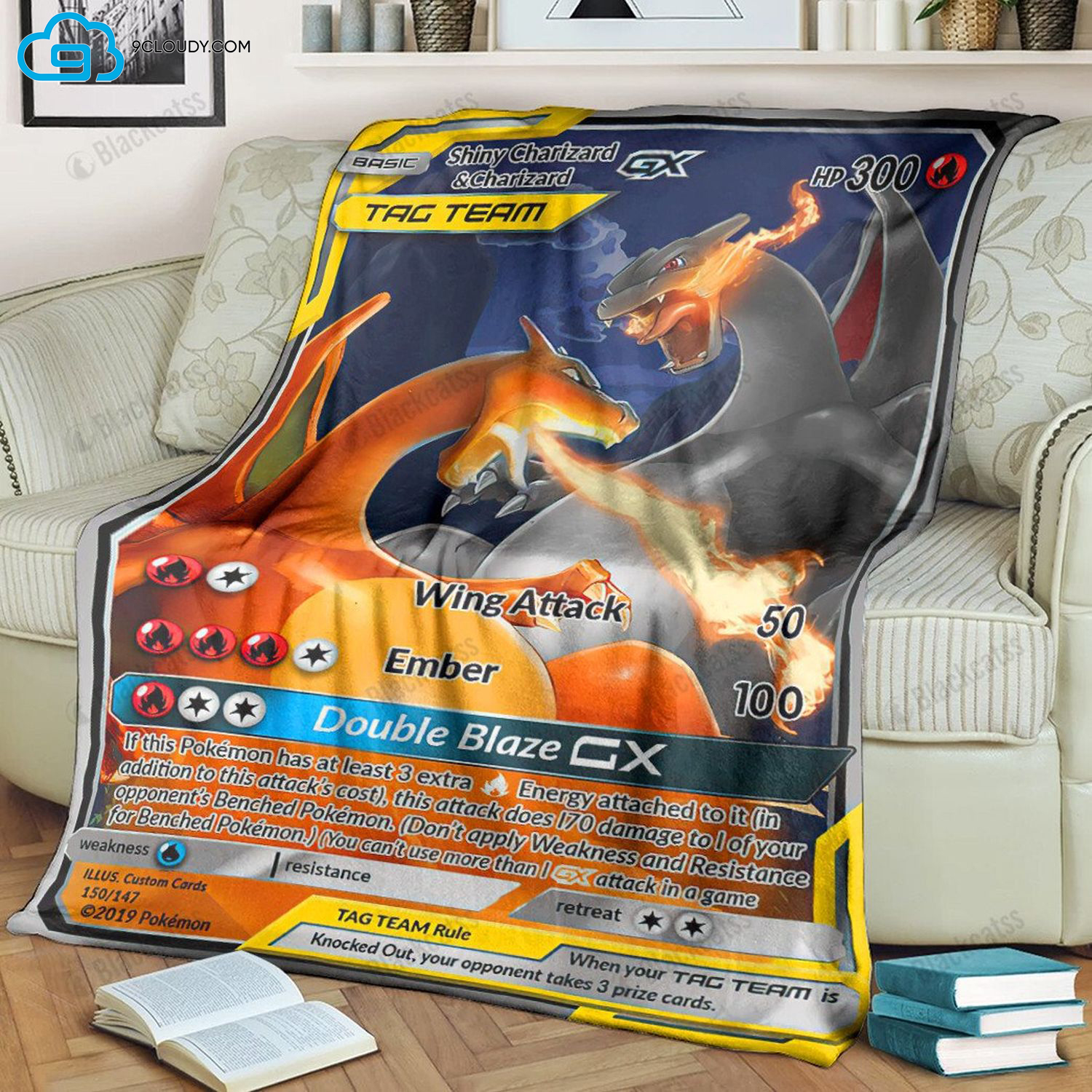 Pokemon Charizard And Shiny Charizard Full Print Soft Blanket Pokemon Charizard And Shiny Charizard Full Print Soft Blanket