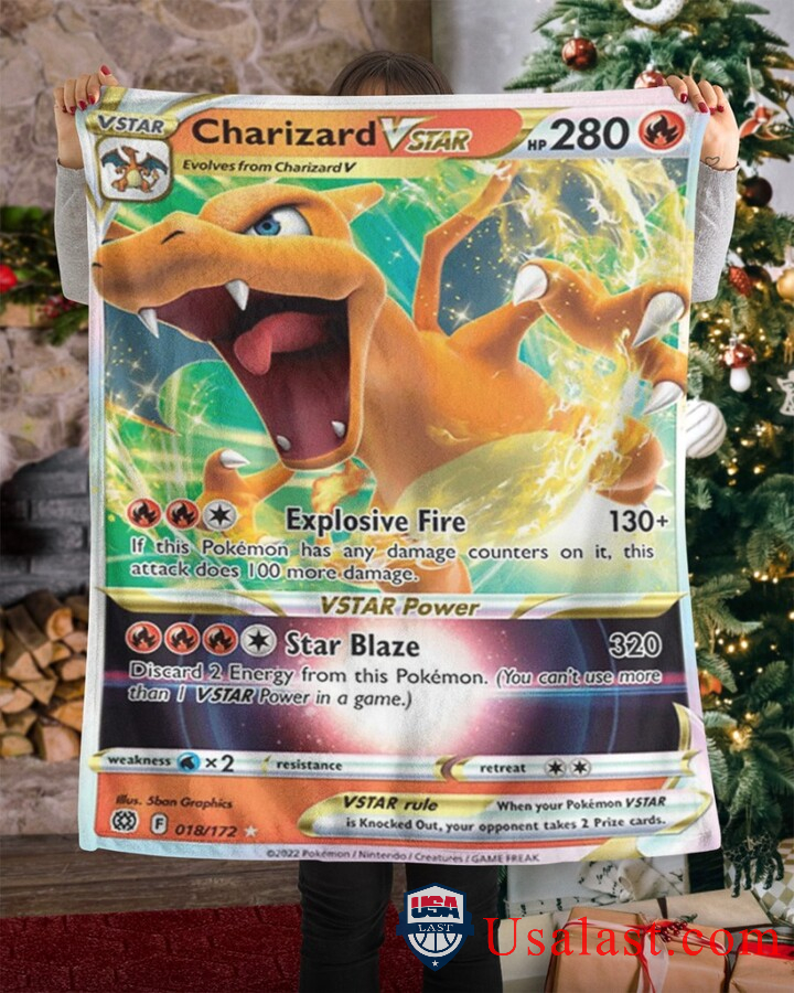 Pokemon Charizard Vstar Fleece Blanket Pokemon Charizard Vstar Fleece Blanket