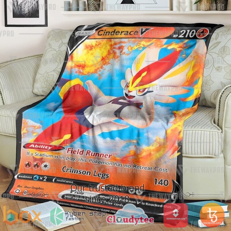 Pokemon Cinderace V Shining Fates Blanket 2 Pokemon Cinderace V Shining Fates Blanket 2