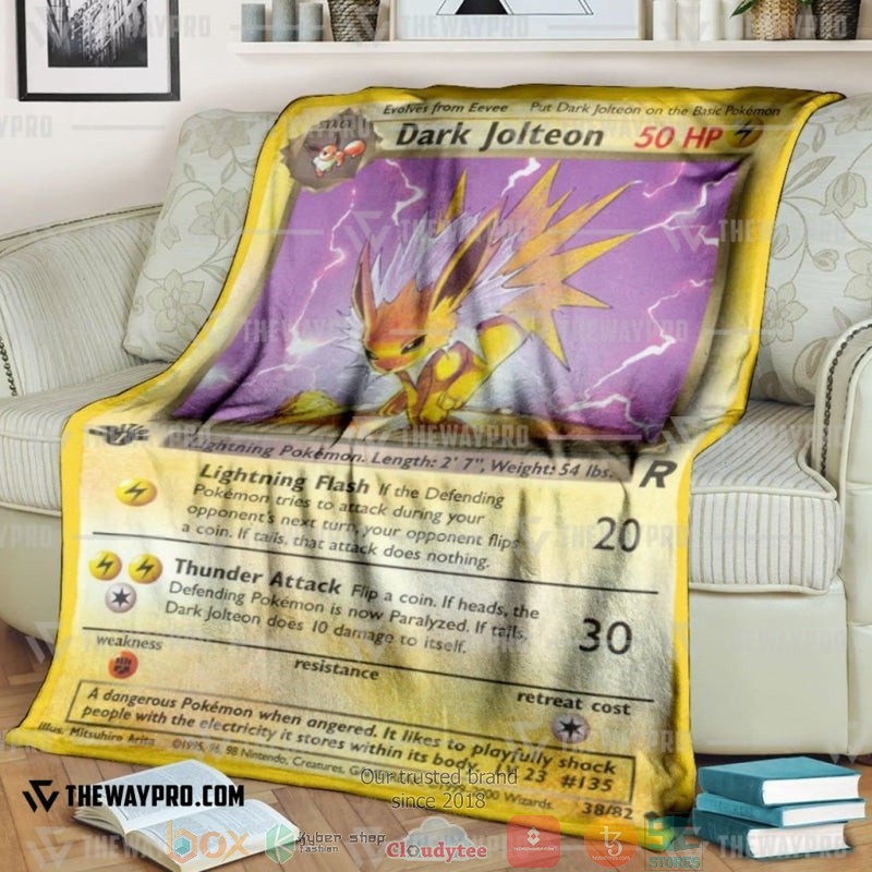 Pokemon Dark Jolteon 1St Edition Soft Blanket Pokemon Dark Jolteon 1St Edition Soft Blanket