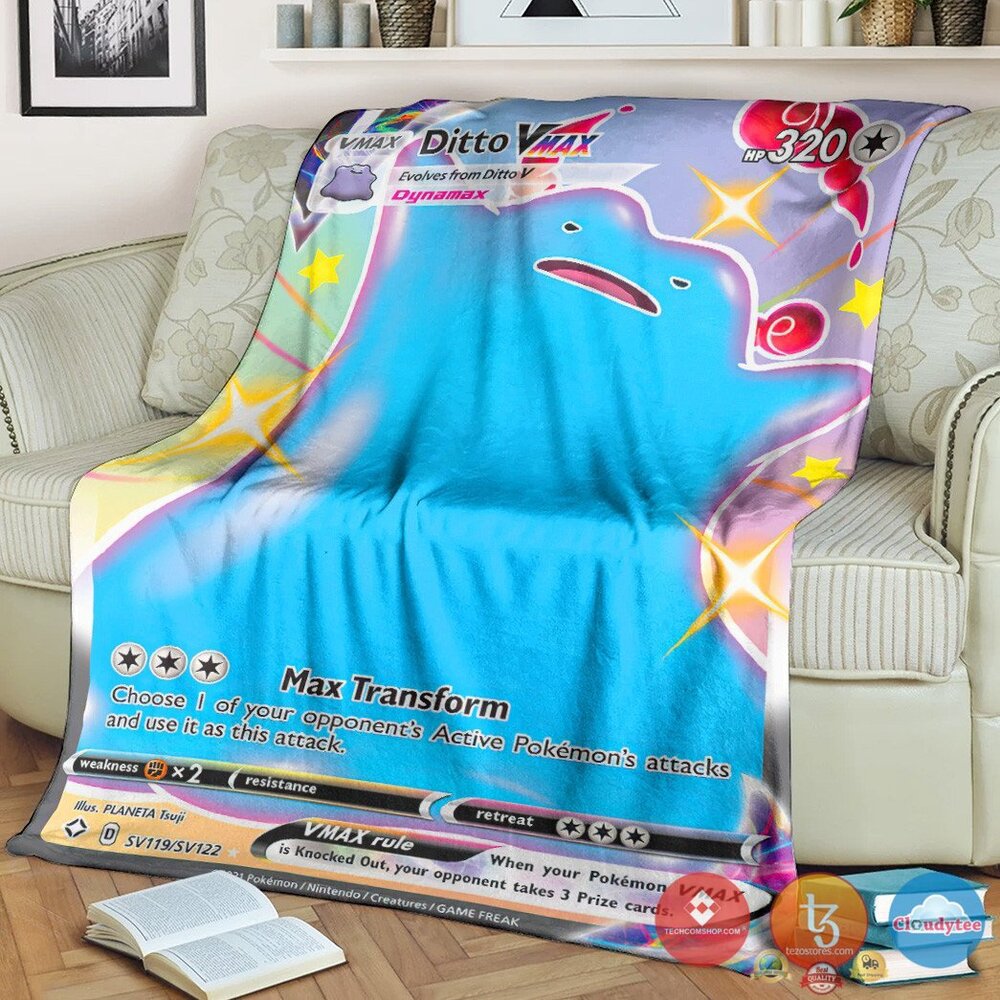 Pokemon Ditto Vmax Shining Fates Blanket Pokemon Ditto Vmax Shining Fates Blanket