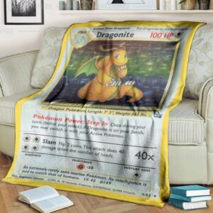 Pokemon Dragonite Holo 1St Edition Blanket