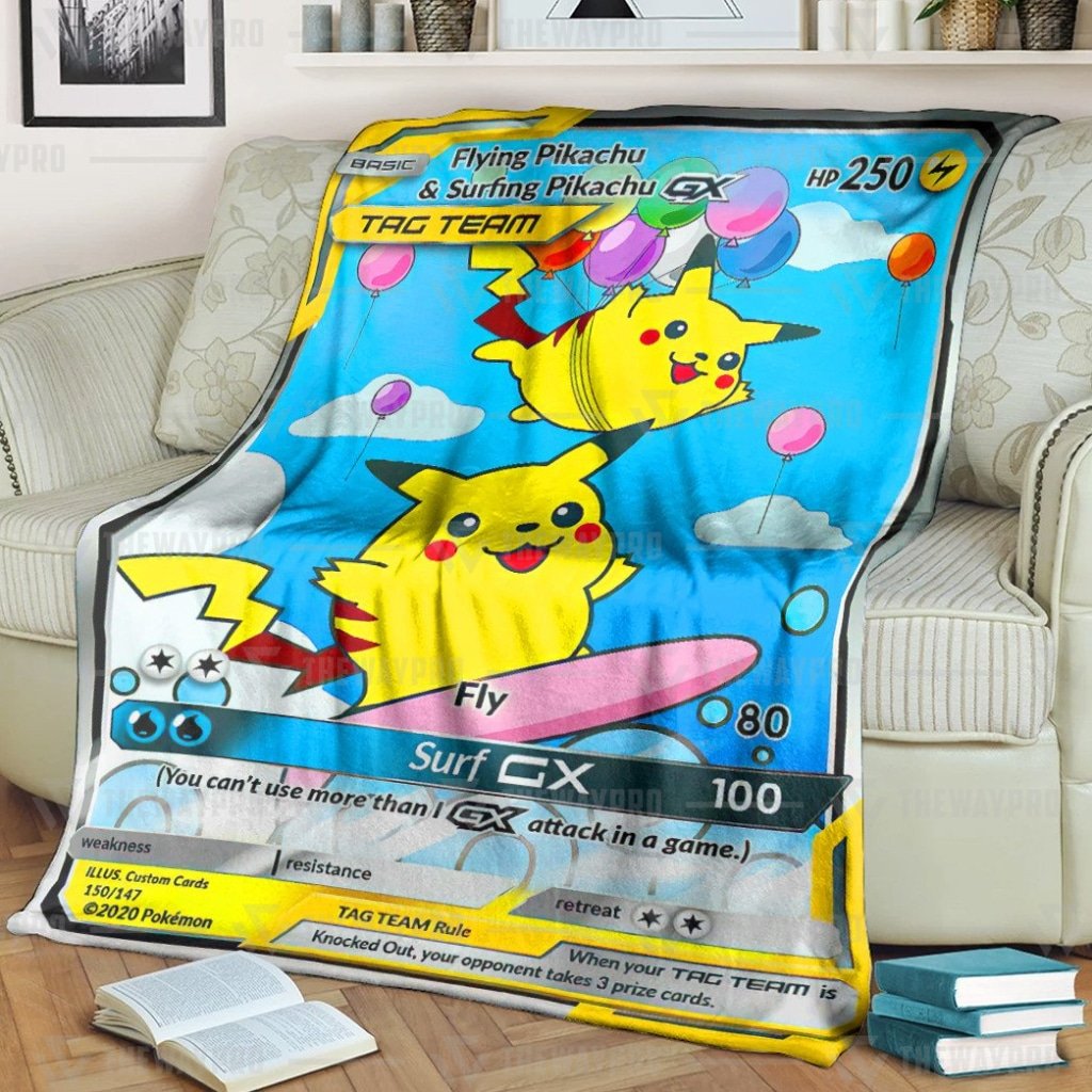 Pokemon Flying And Surfing Pikachu Tag Team Gx Blanket Pokemon Flying And Surfing Pikachu Tag Team Gx Blanket