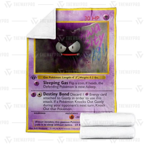 Pokemon Gastly 1St Edition Soft Blanket Pokemon Gastly 1St Edition Soft Blanket