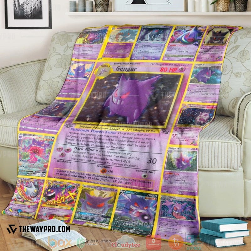 Pokemon Gengar Cards Soft Blanket Pokemon Gengar Cards Soft Blanket